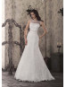Jewel Neckline Sheer Back Ivory Lace Beaded Wedding Dress